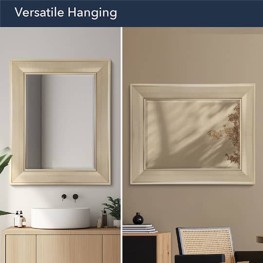 Head West 31" Brushed Nickel Pave Textured Framed Wall Vanity Mirror